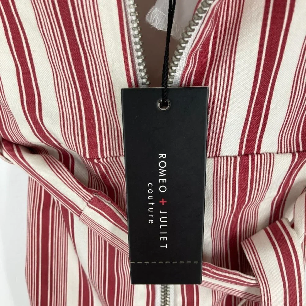NWT Romeo + Juliet Couture red striped wide leg jumpsuit sz L - Picture 9 of 12
